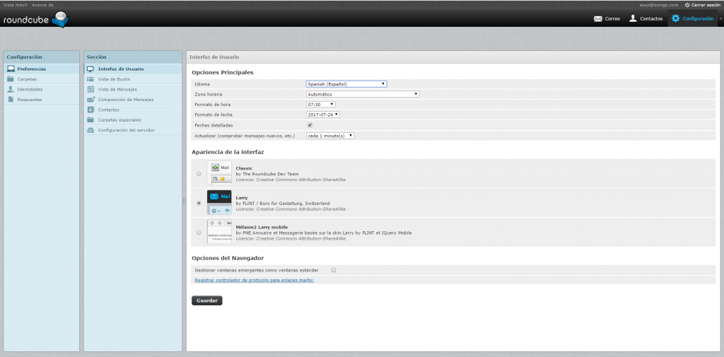 Instalar skin responsive en roundcube Works on Roundcube 1.2.3 – sospedia